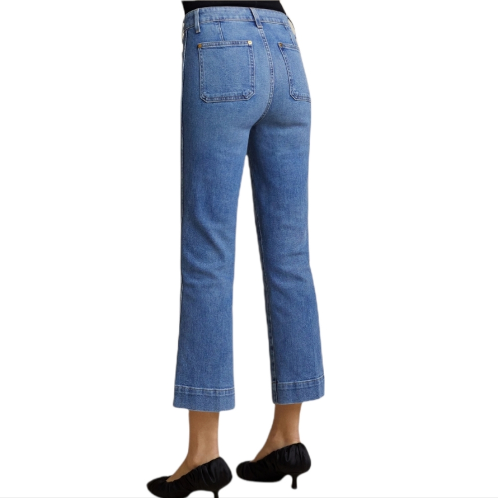 KHAITE Light Blue Cropped Straight-Leg Jeans